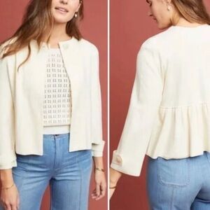 Anthropologie Jessalyn Cream Knit Blazer Size Medium